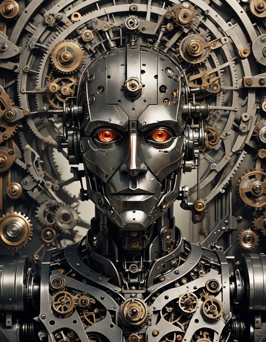 Automaton Portrait with Articulated Metal Body