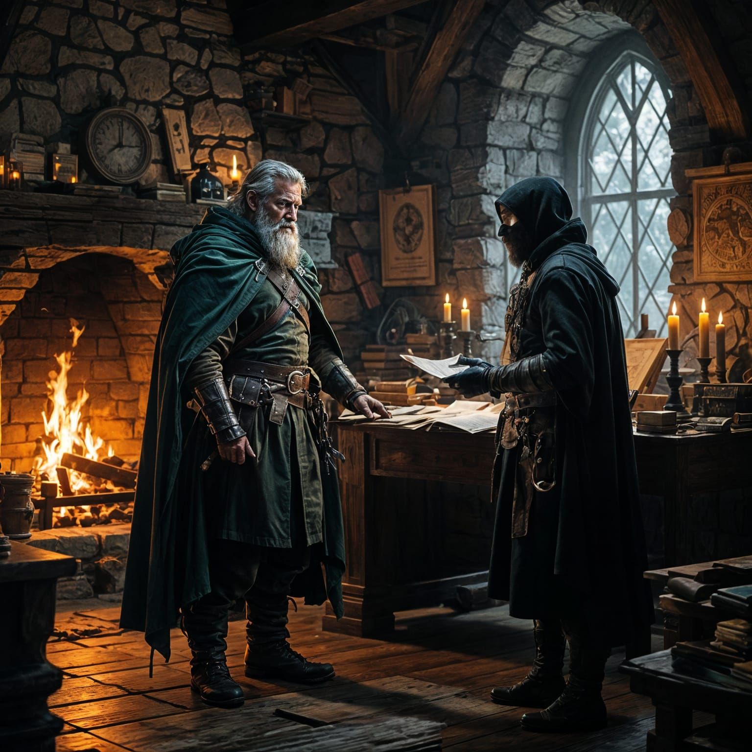 Ranger Commander Receives Urgent News by Firelight