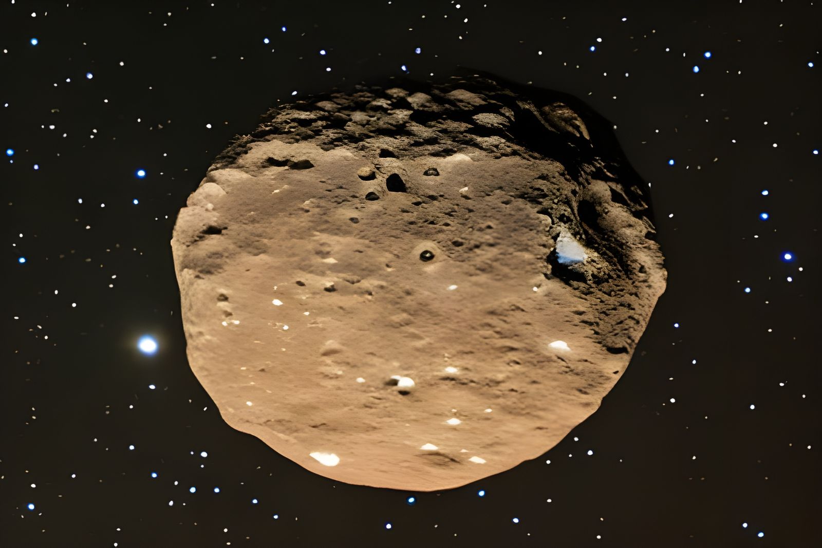 Asteroid in Deep Space with Galaxy Background