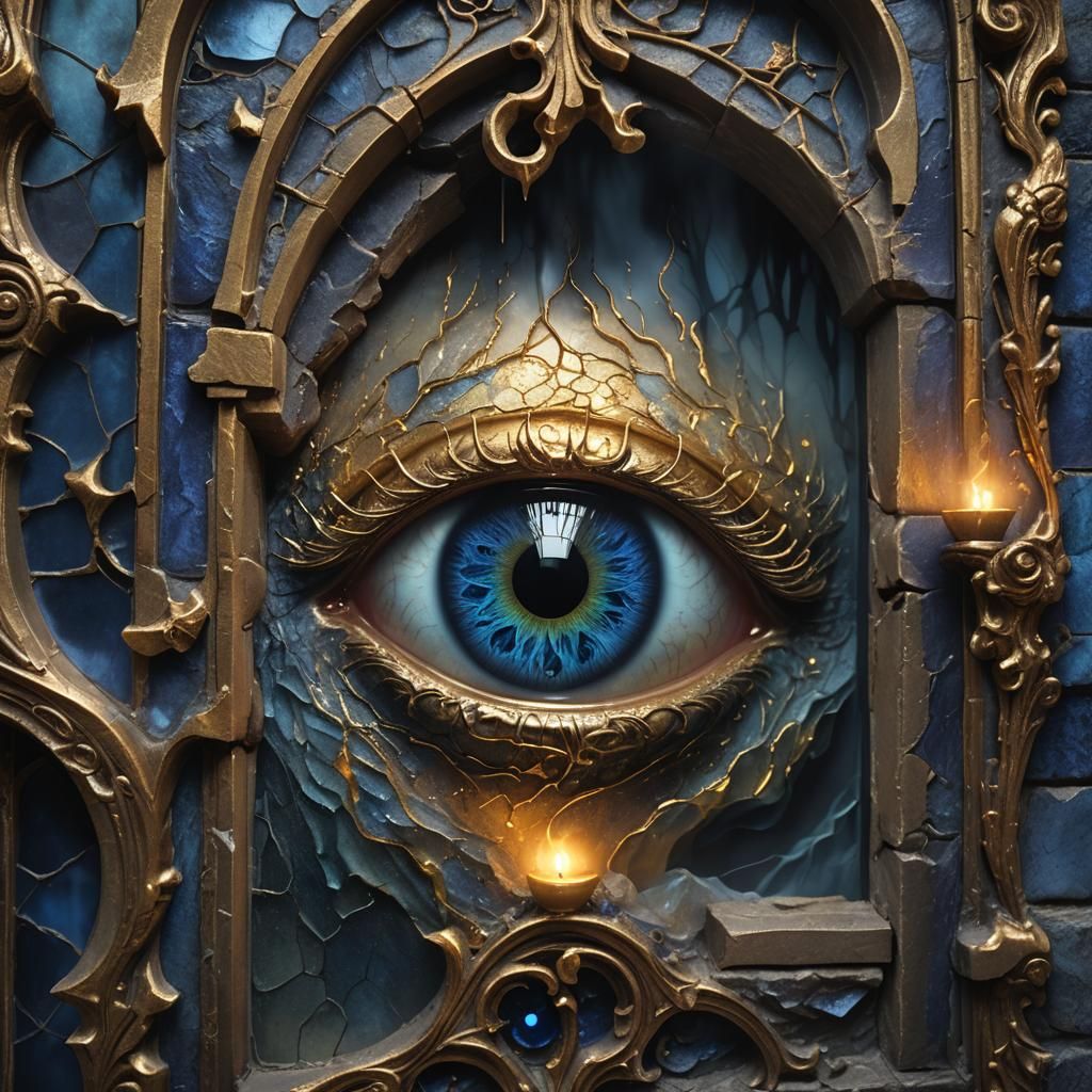 Mystical Eye Gazes Through Window to Another World