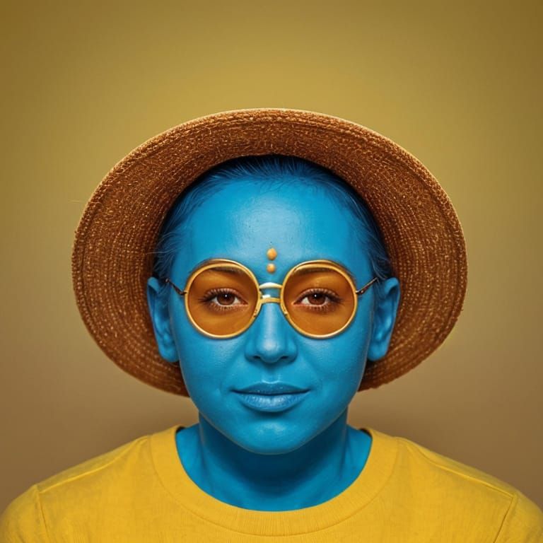 Surreal Retrofuturistic Scene with Vibrant Yellow and Purple...