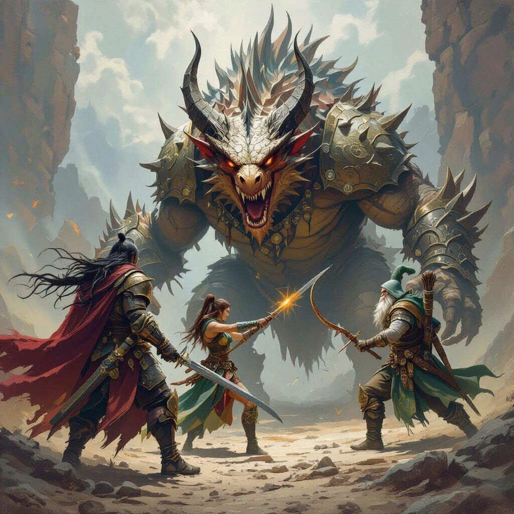 Fantasy Heroes Unite Against Chimera in Epic Battle