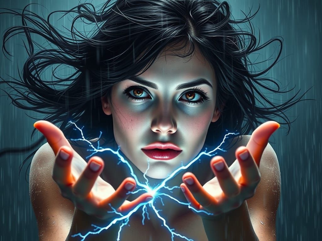 Electric Goddess in a Stormy Sky