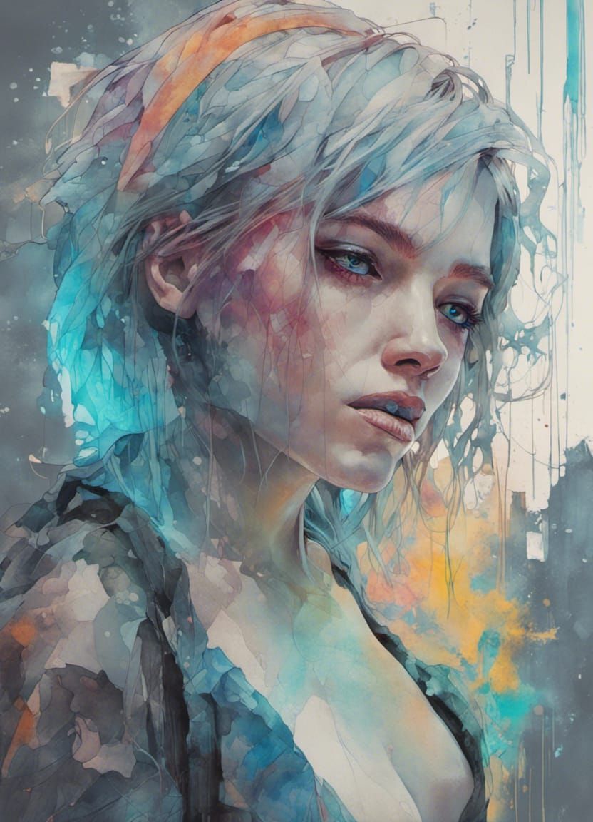 Neon Cyberpunk Mystery Girl in Digital Illustration