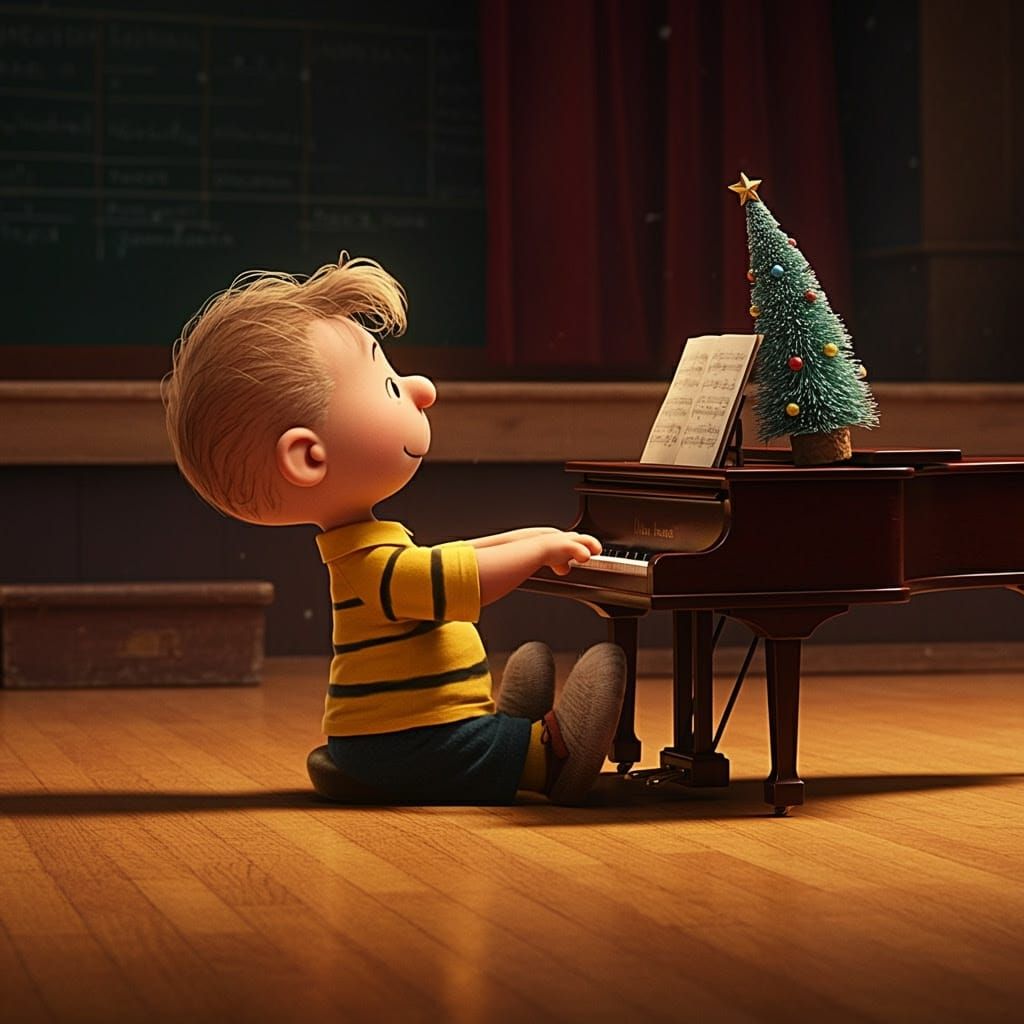 Schroeder Plays Piano on Stage in CGI Style