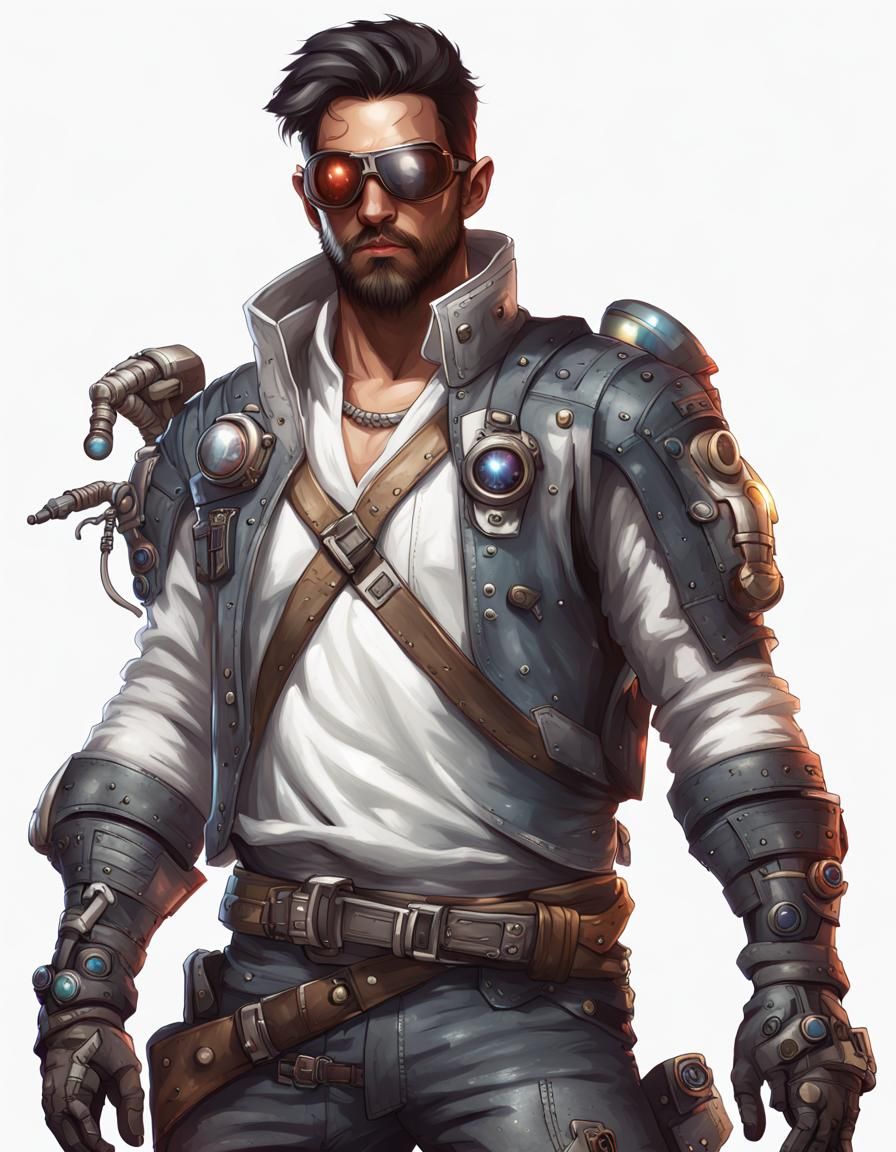 Detailed Portrait of a Futuristic Space Pirate Character