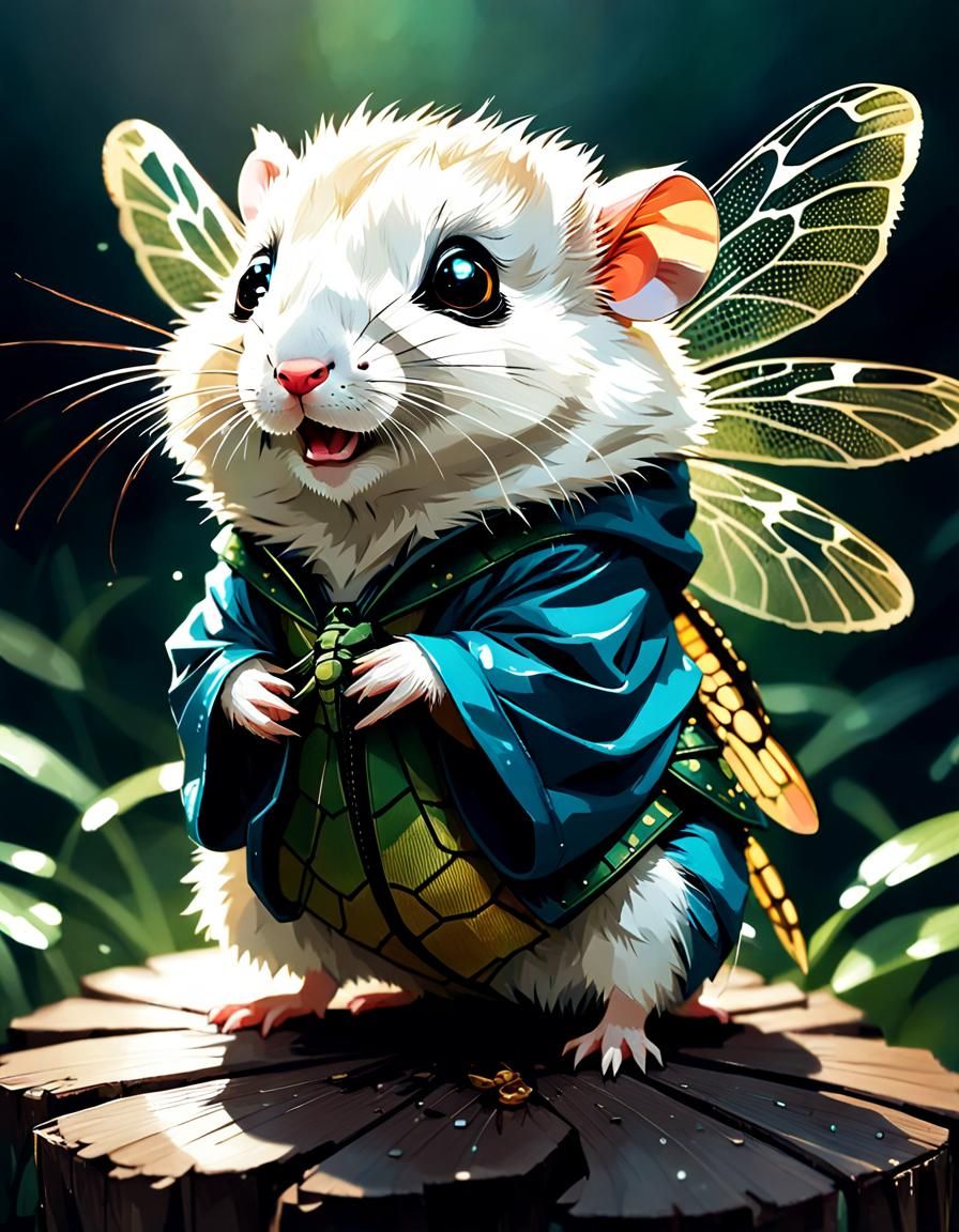 Hamster Dragonfly Costume Digital Art
