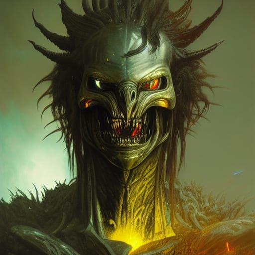 Wolflike Alien Vampire in 80s Sword and Sorcery Style