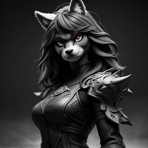 Hyperrealistic Furry Female Portrait in HDR
