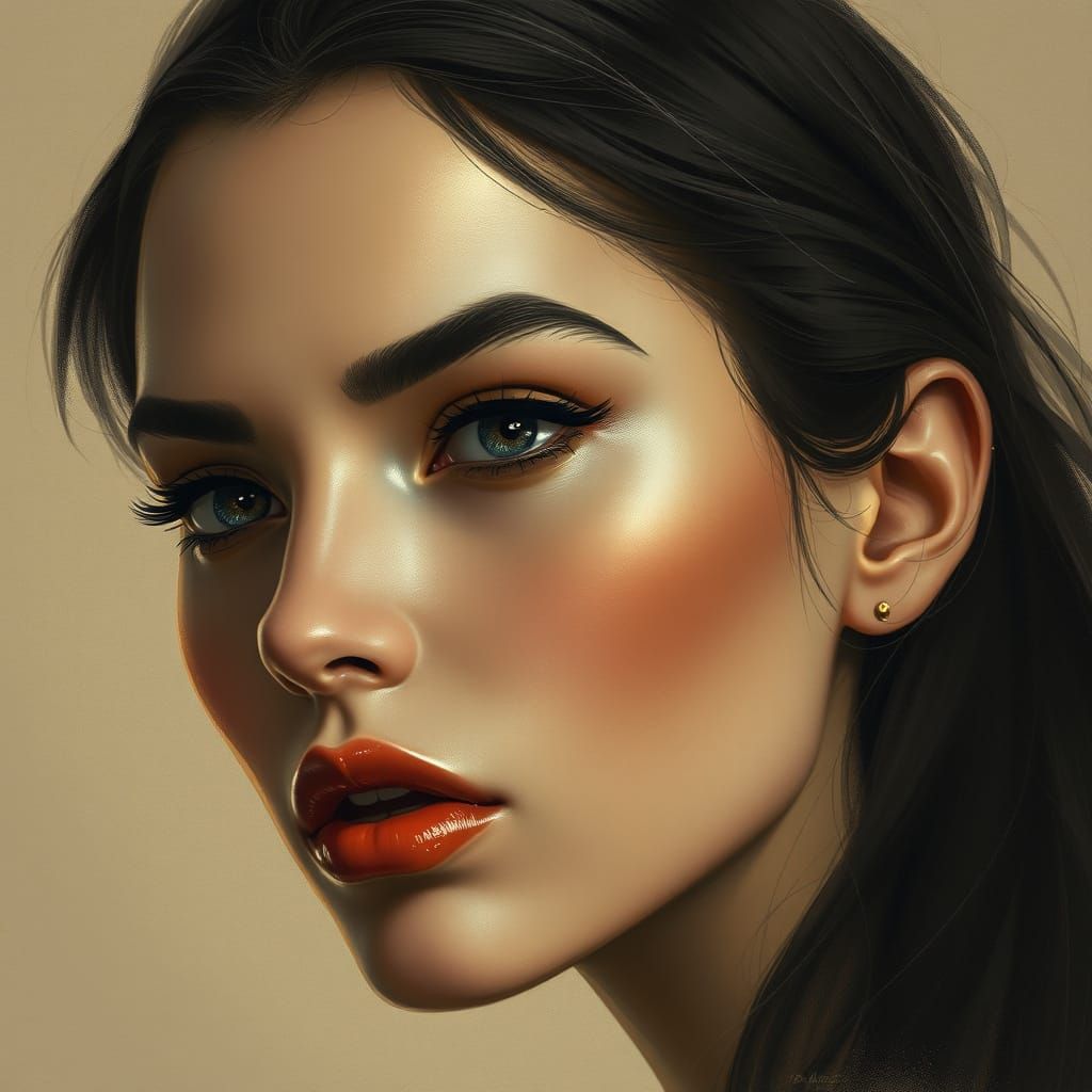 Elegant Futuristic Portrait with Golden Accents