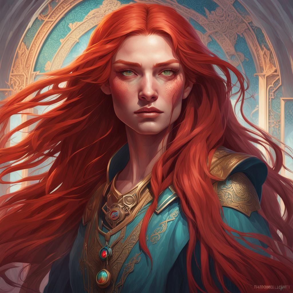 Half-Orc Wizard Portrait in Digital Art Style