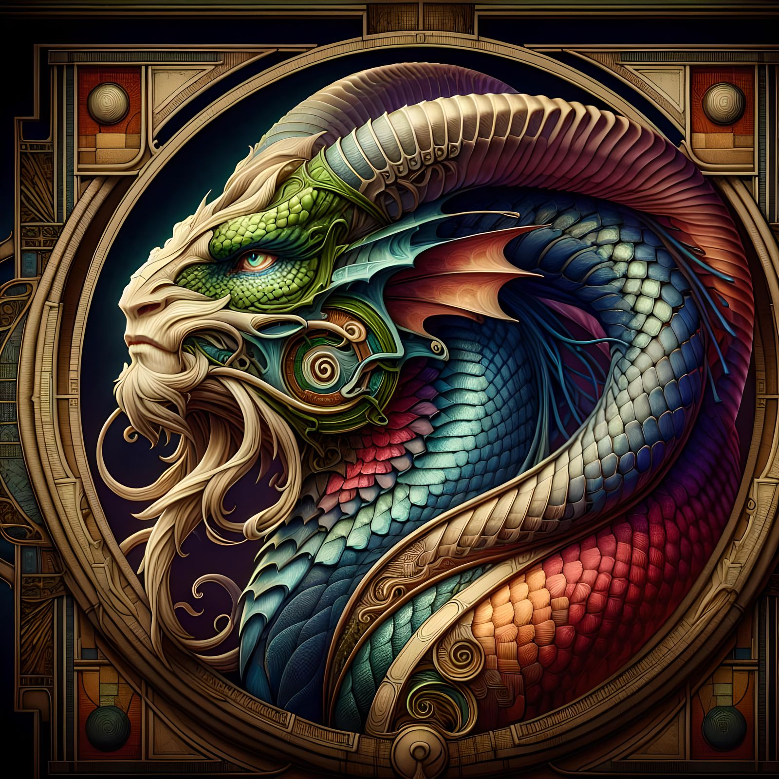Art Nouveau Dragon Concept Portrait