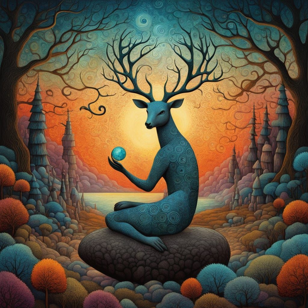 Mystical Shaman Unites Cracked Melodies in a Vibrant, Biolum...