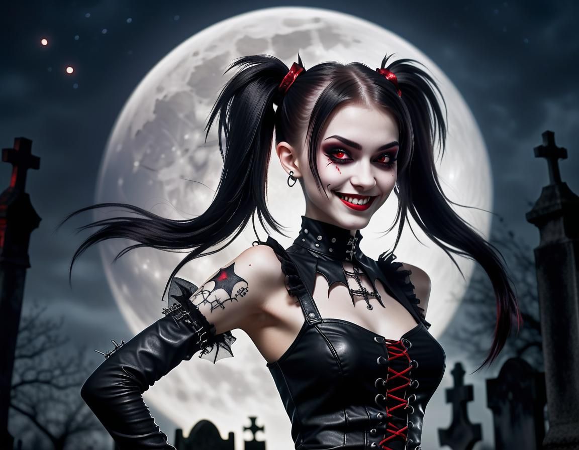 Punk Vampire in Gothic Cemetery, Professional Photography