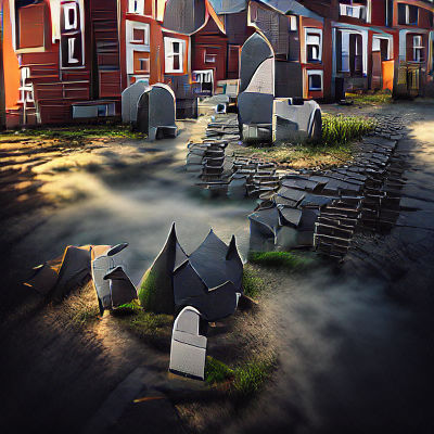 Eerie Ghost Town: A Vision of Decay