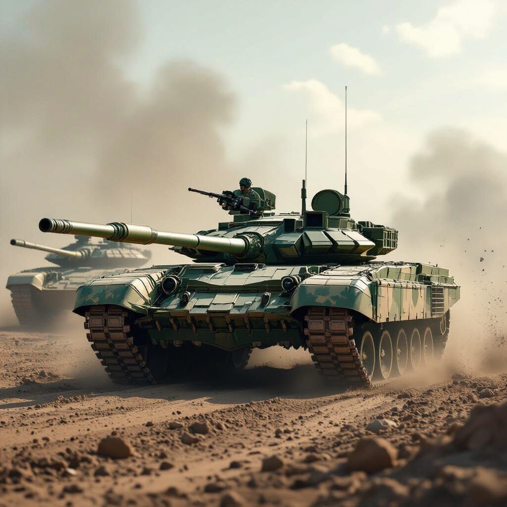 T-90M Tank Battle in Realistic Style