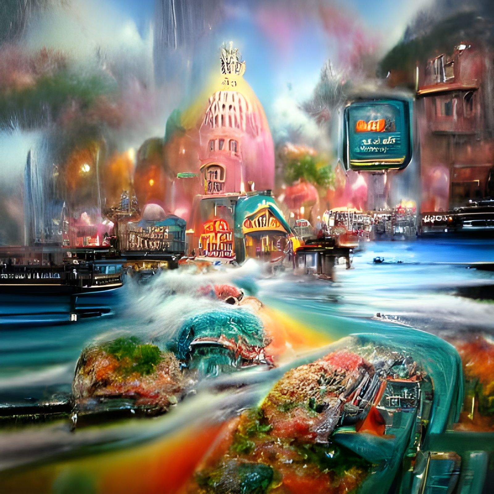 Surreal 1950s City Melts into Ocean