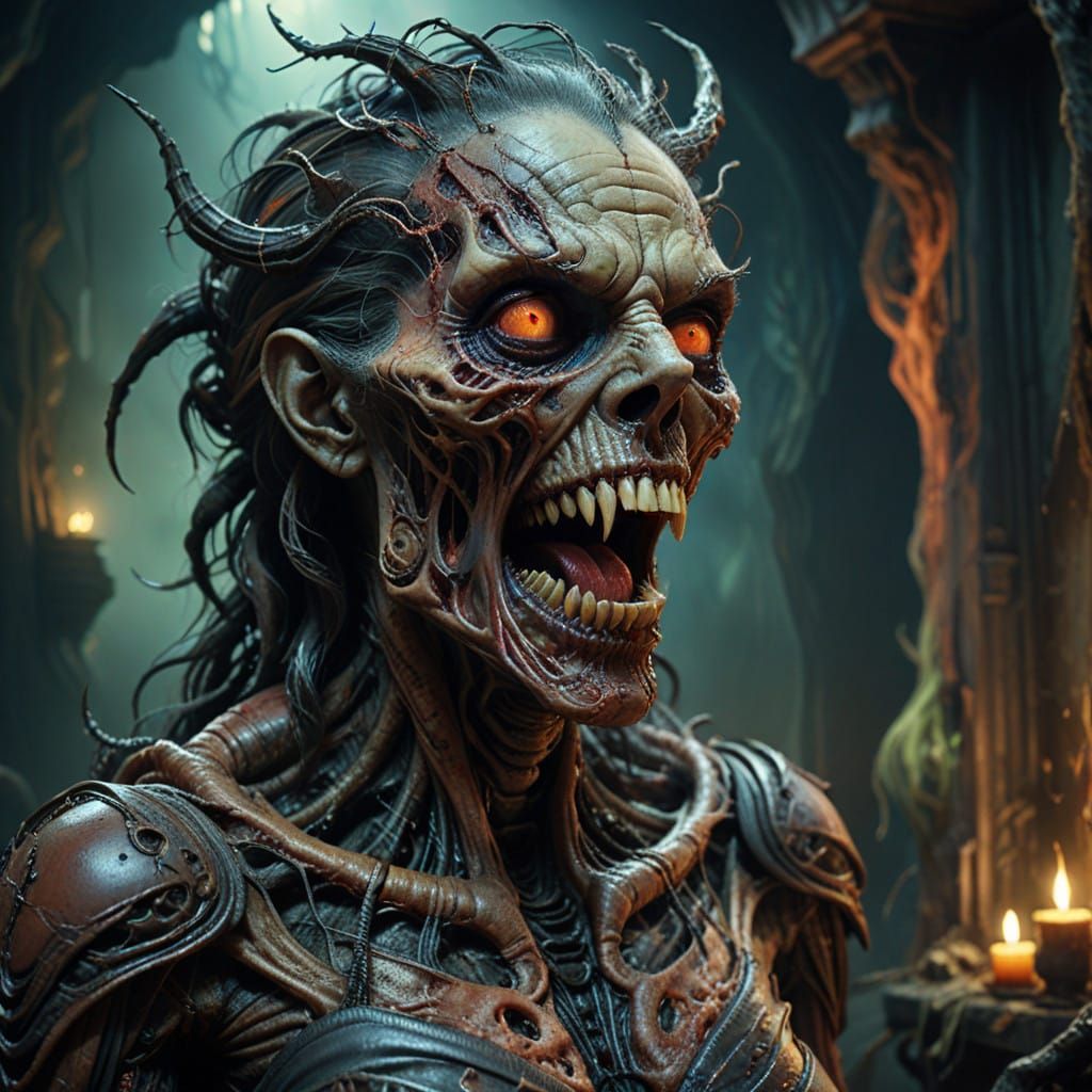 Gigantic Crone with Warty Skin and Menacing Glow