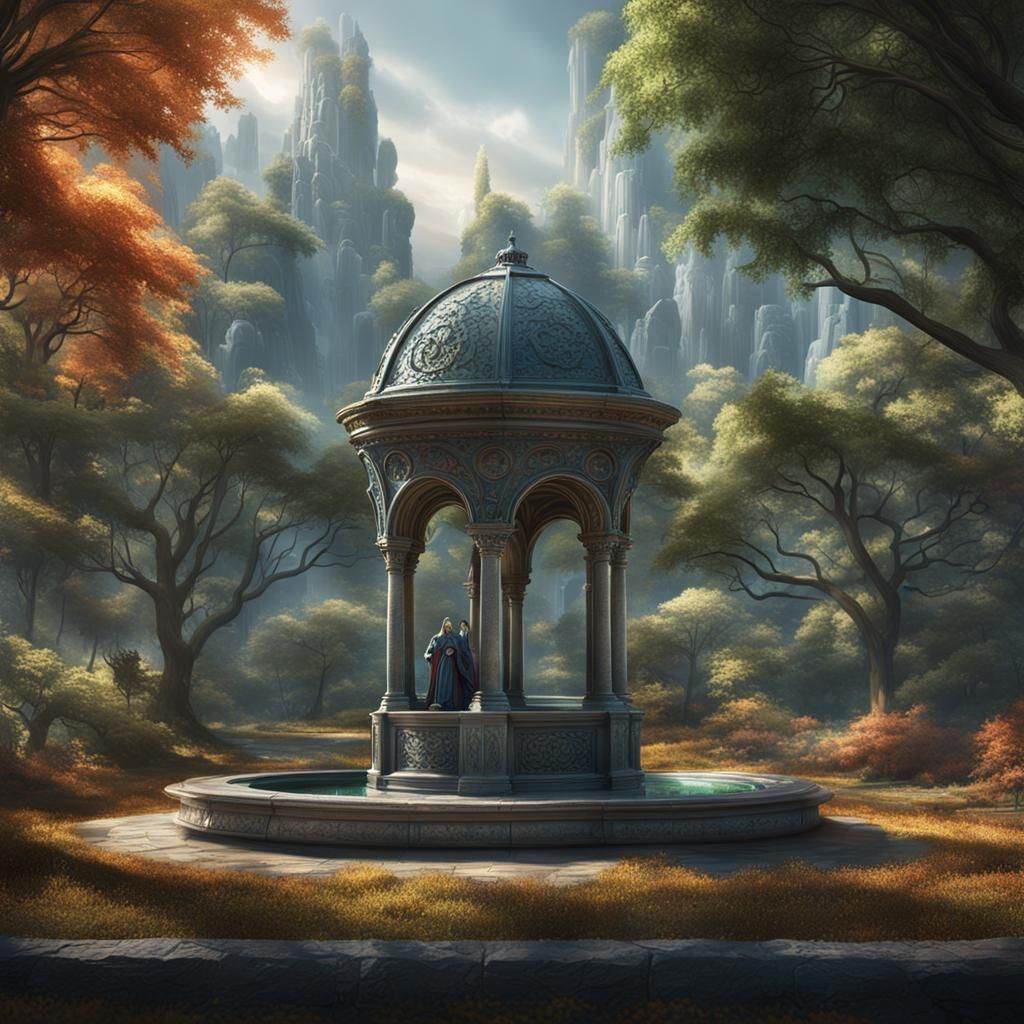 Sculpture with Hidden Scene: Detailed Matte Painting