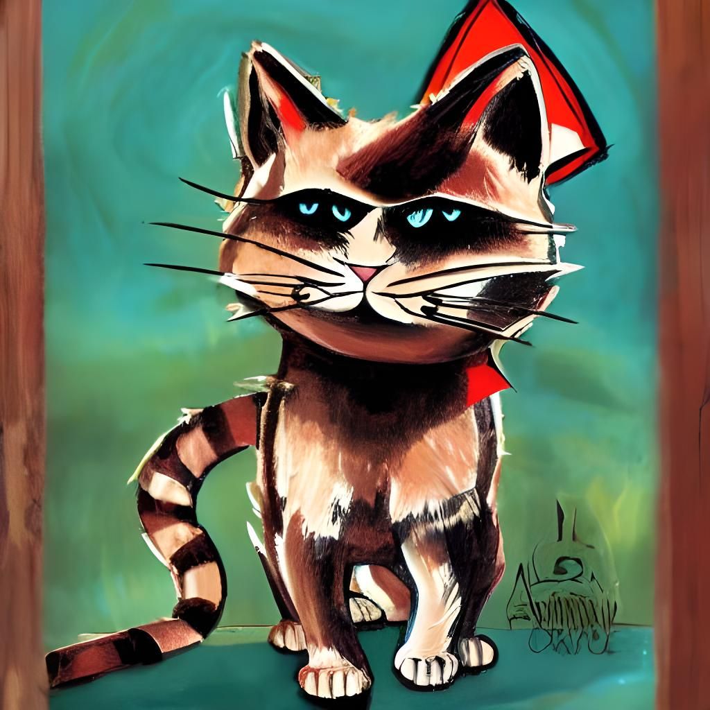 Abstract Atomic Cat Art Portrait