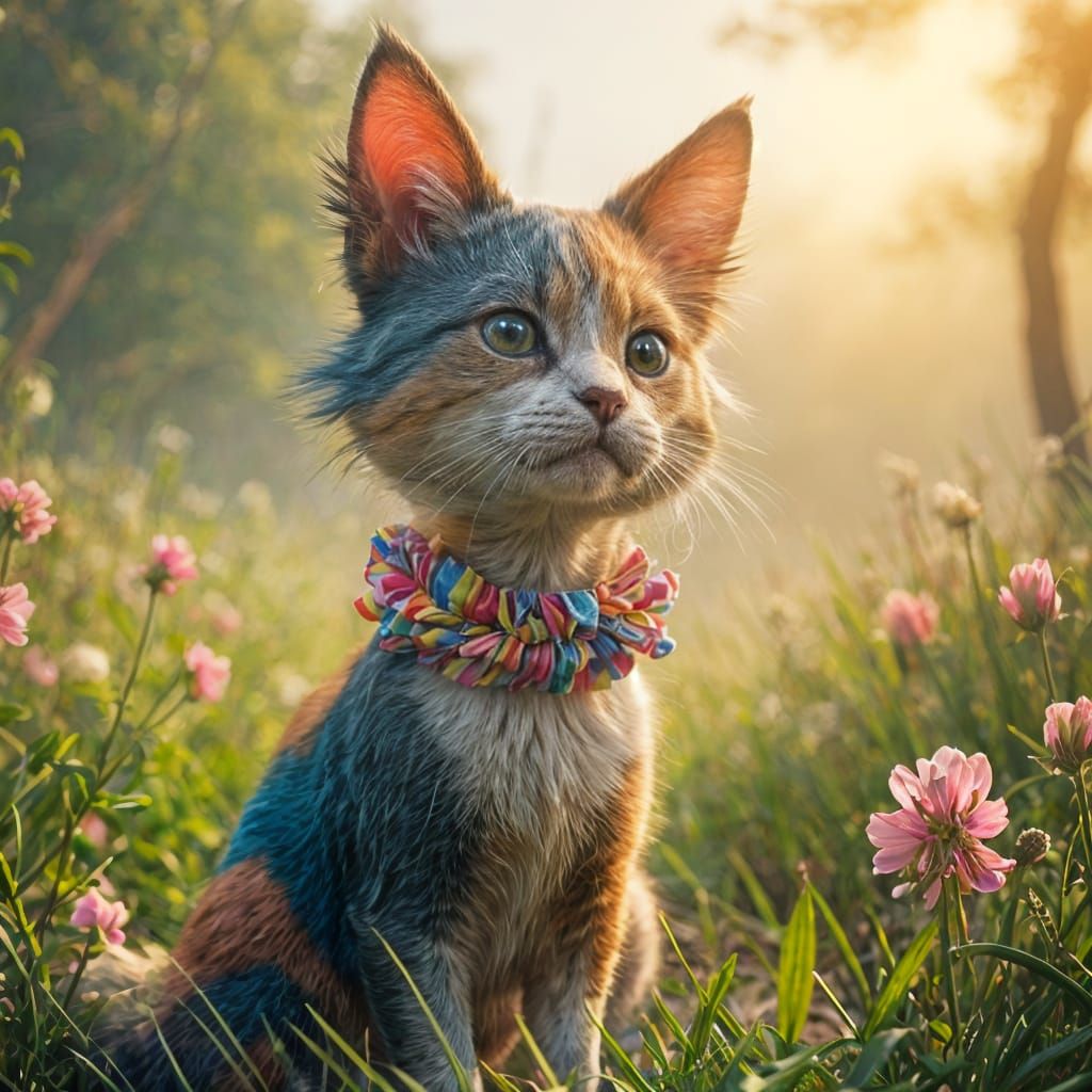 Vibrant Springtime Pets in Colorful Harmony