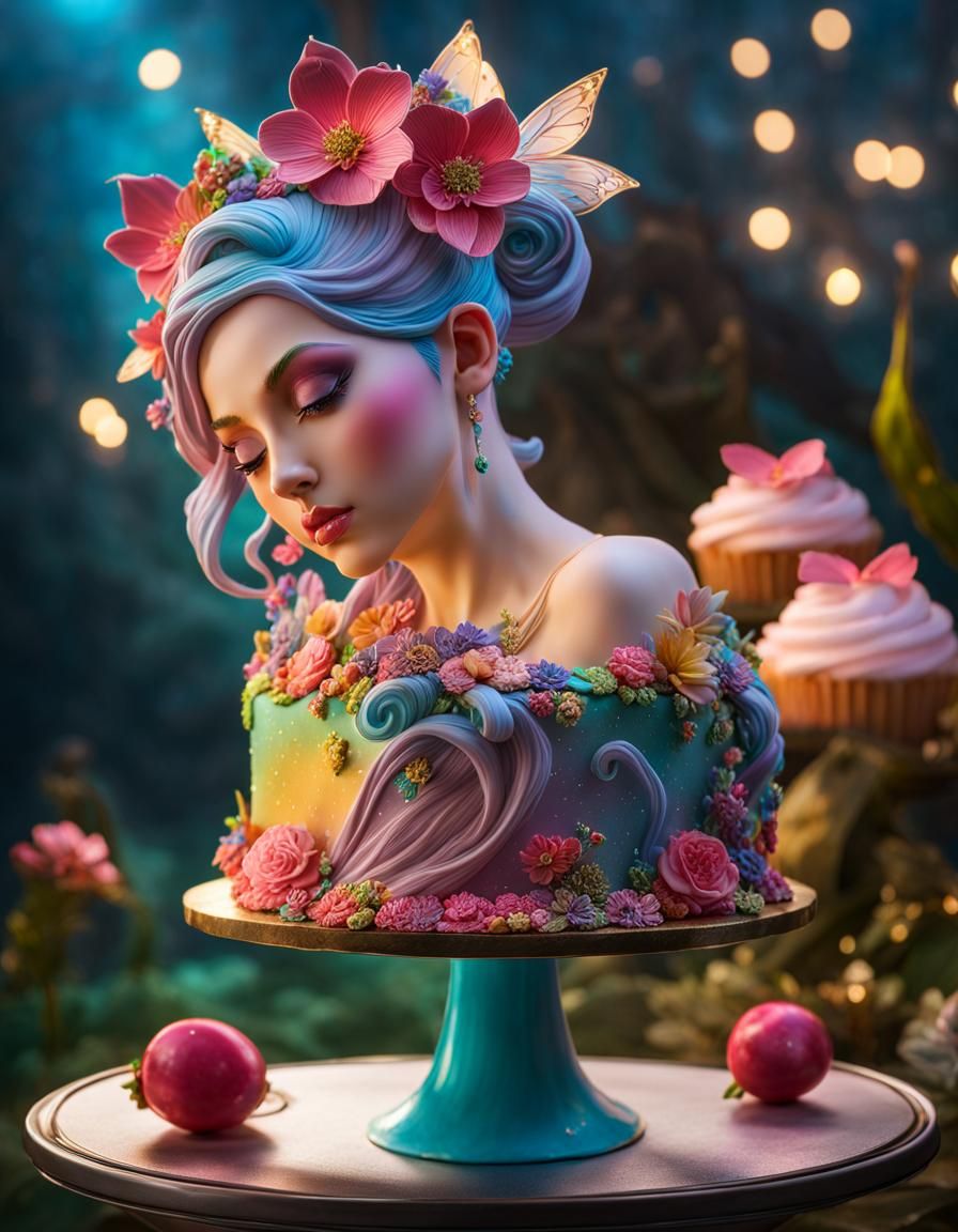 Hyperrealistic Fairy Cake, Highly Detailed 8K