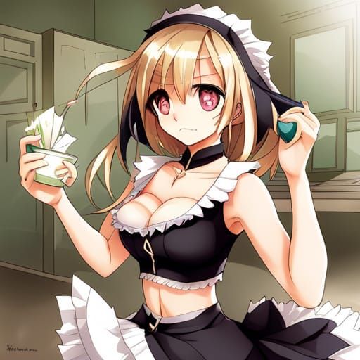 Anime Maid Girl in Key Visual Style