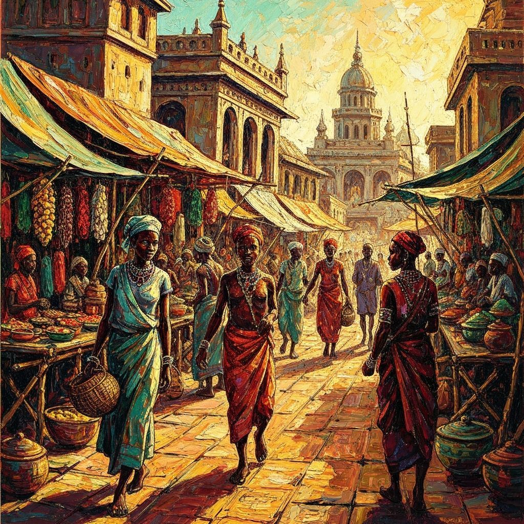 Vibrant Kamwakyi Market Scene in Golden Hour Light