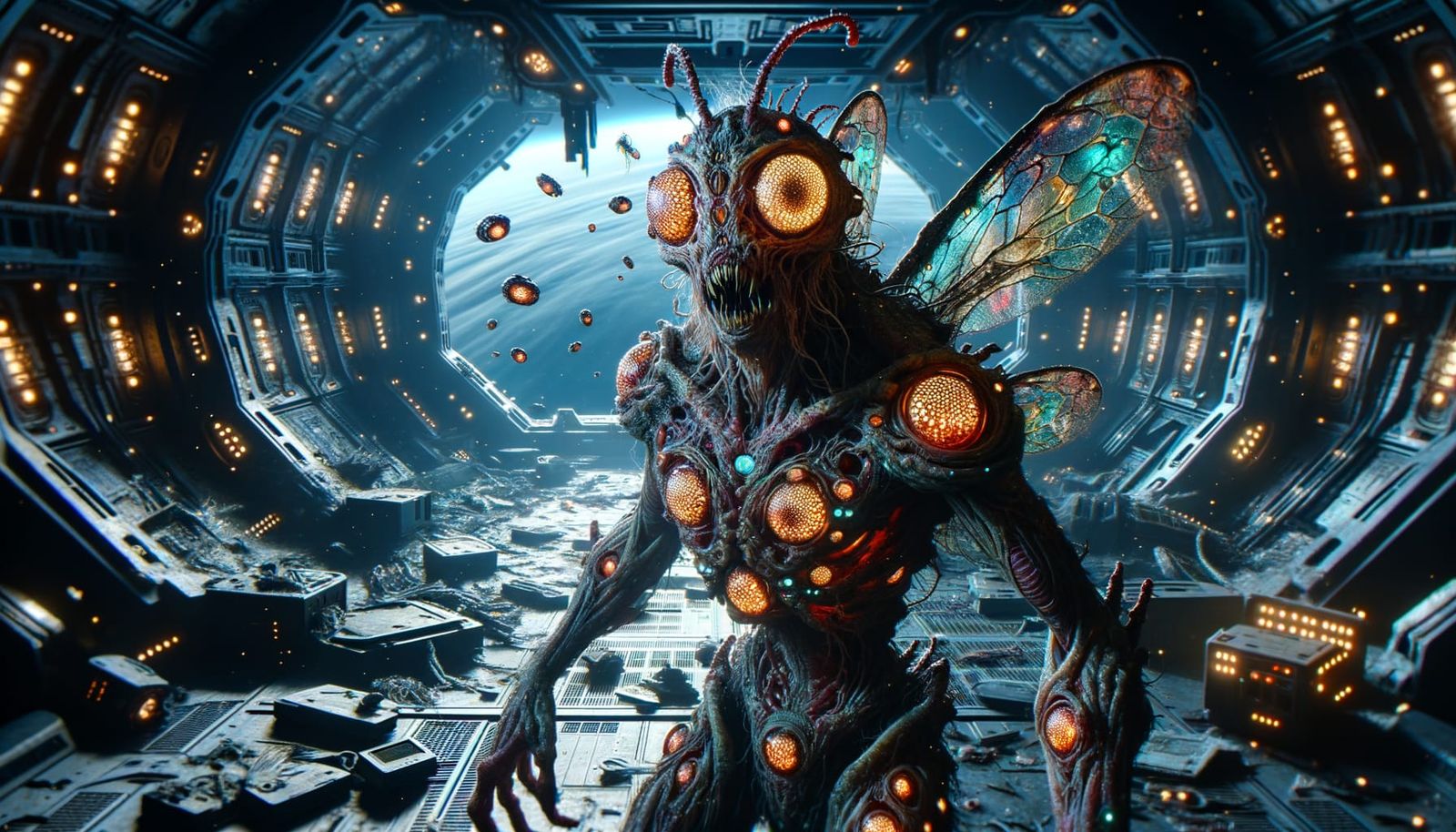 Terrifying Cosmic Entity in Forsaken Spaceship Interior