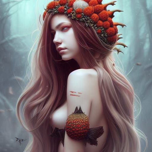 Fly Agaric Goddess Portrait in Digital Illustration