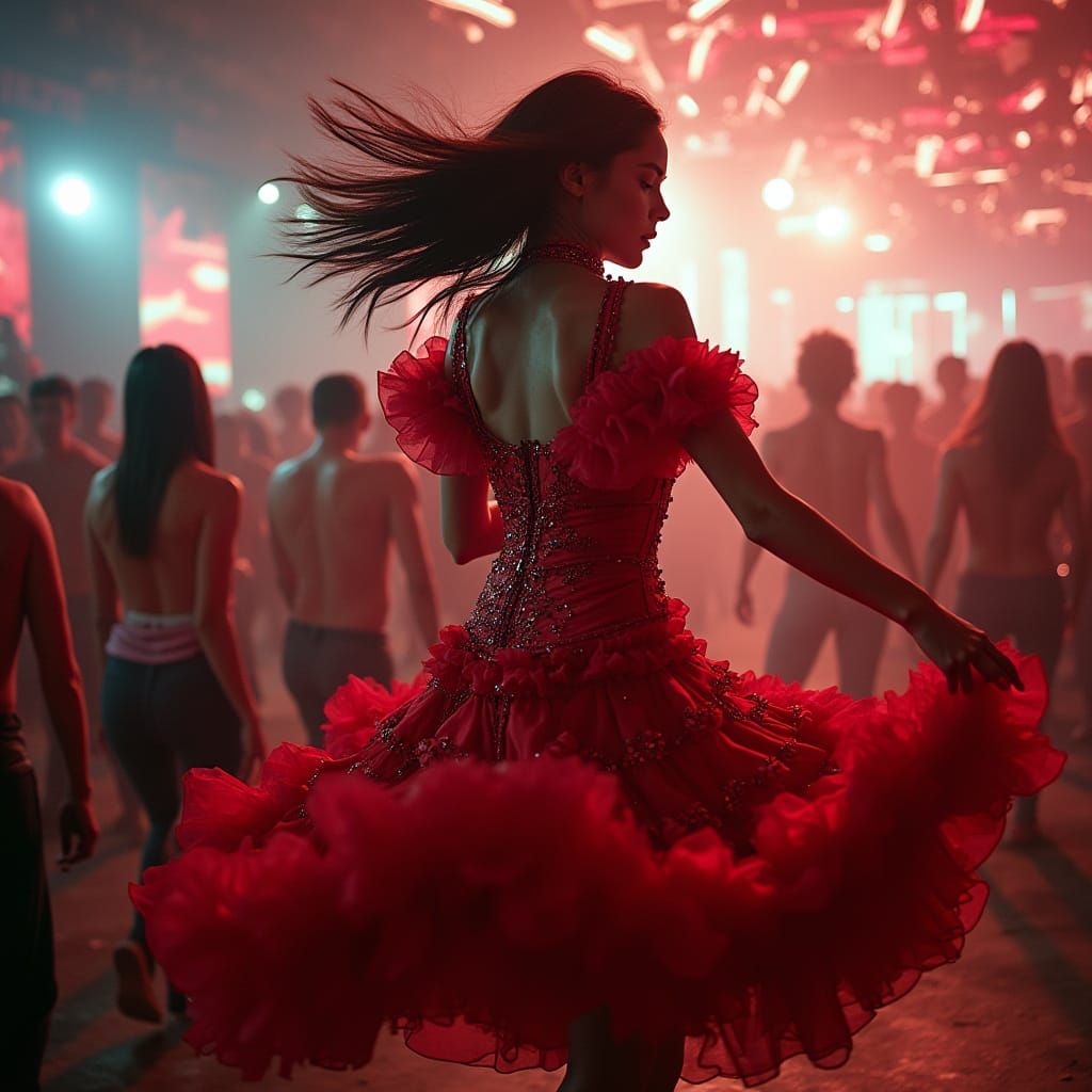 Fierce Flamenco Dancer in Cyberpunk Rave