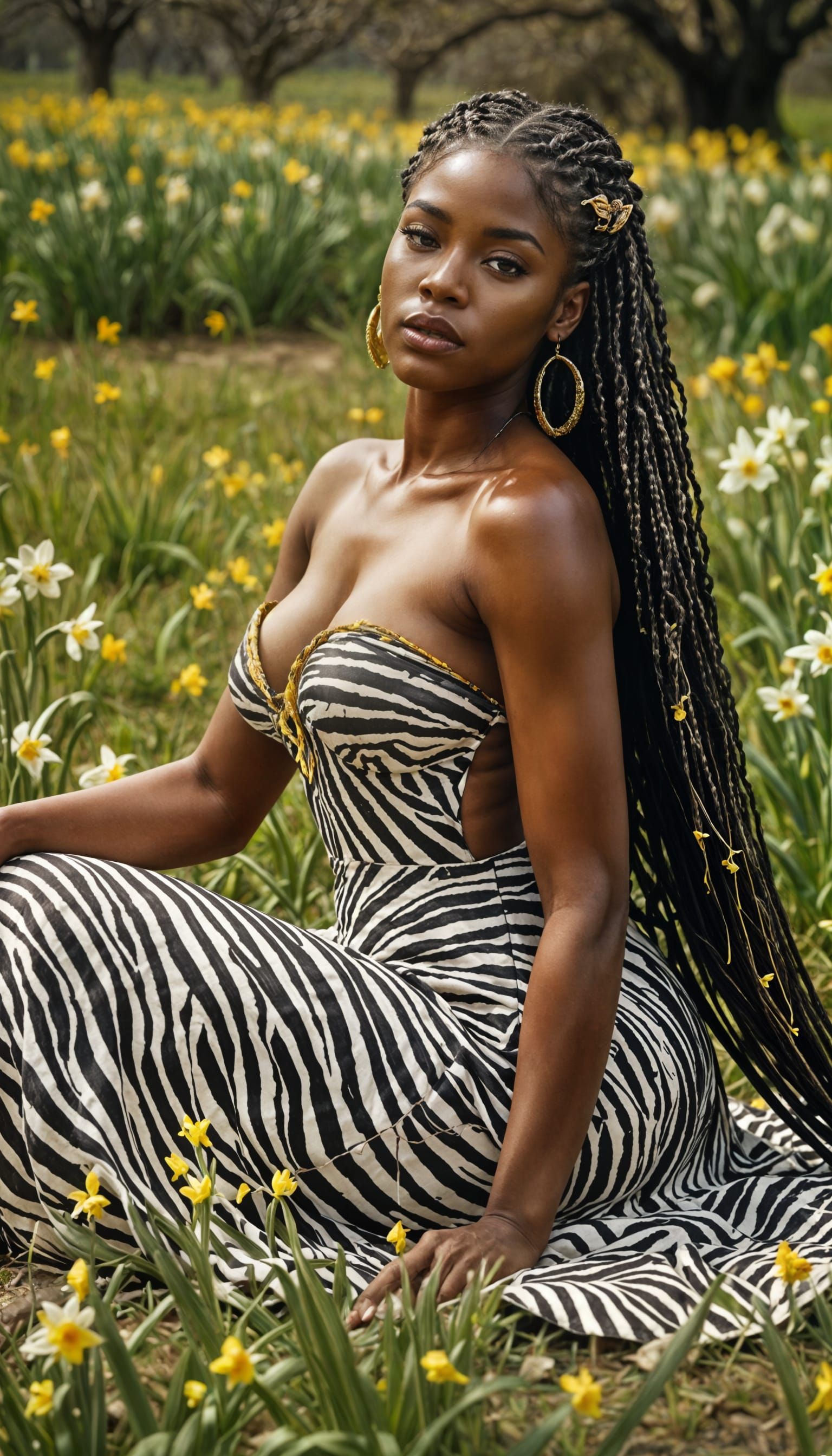 Ebony Beauty in Zebra Dress, Fantasy Art