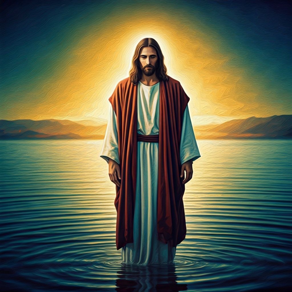 Jesus Walks on Water: Retro Fisheye Impasto