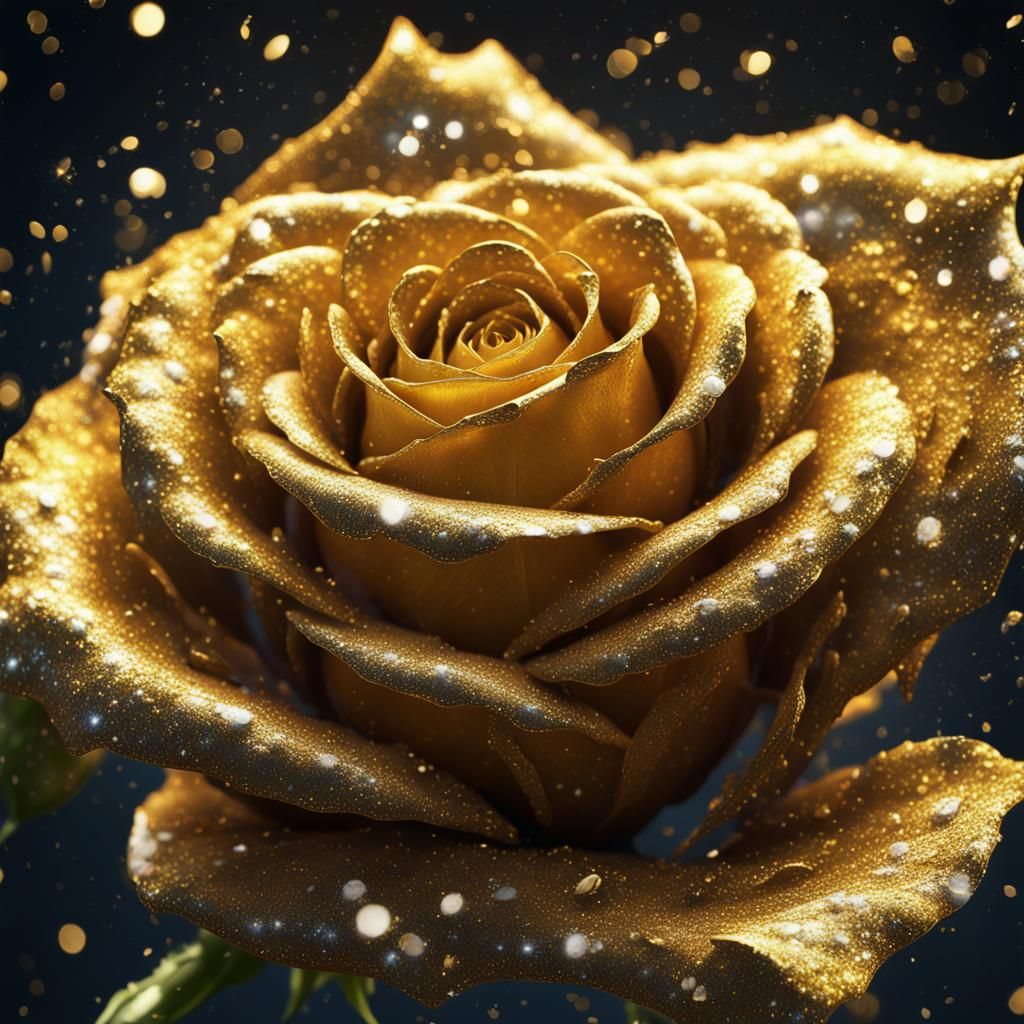 Glittering Yellow Rose Digital Art in 8k