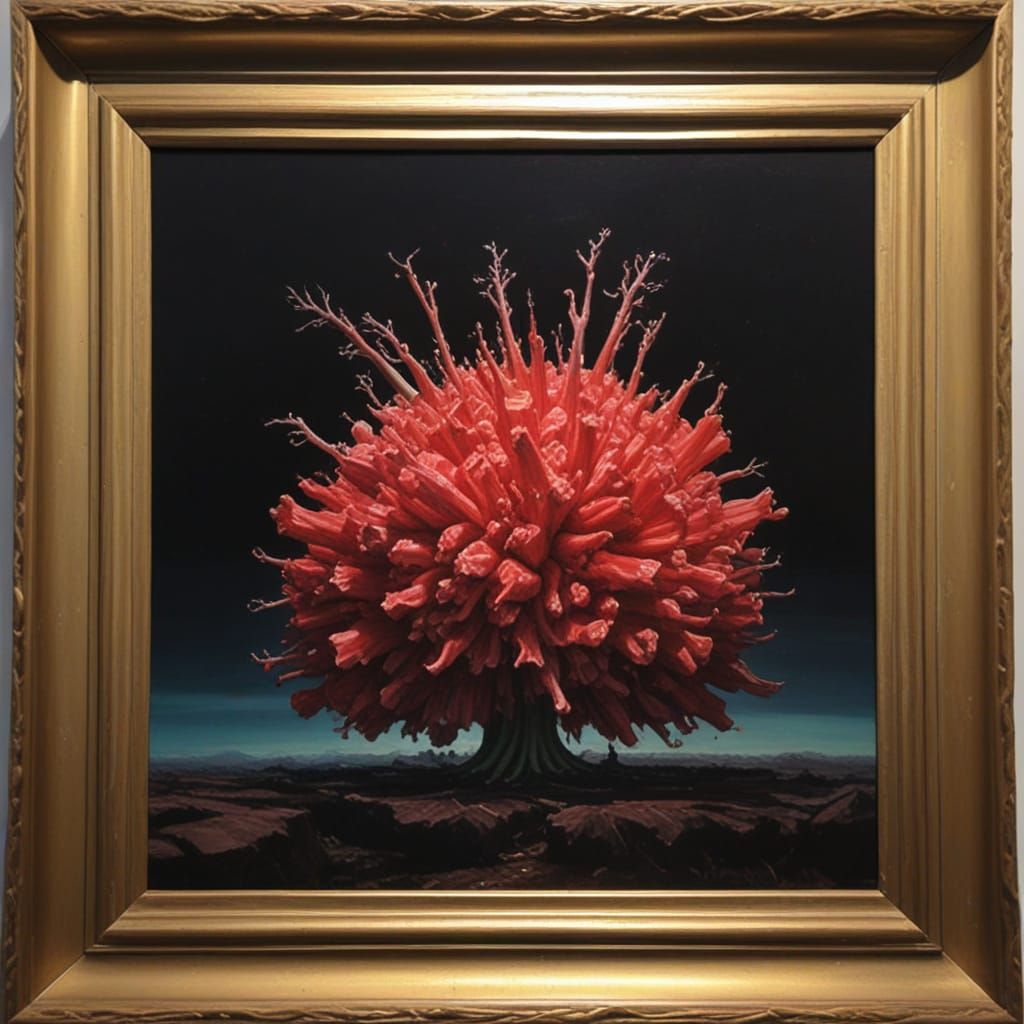 Rhubarb Nuclear Fission in Oil Painting