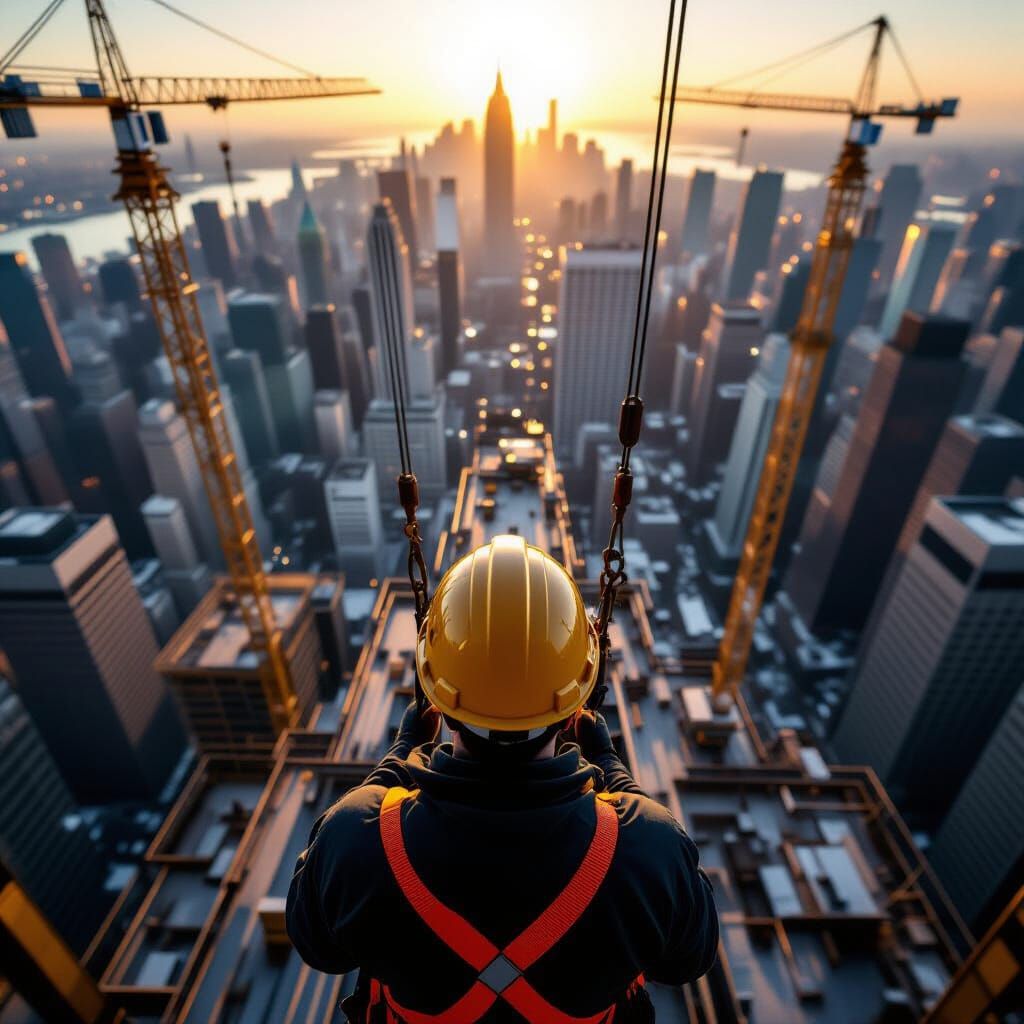 Skyscraper Construction Site Bird's-Eye View in 8K
