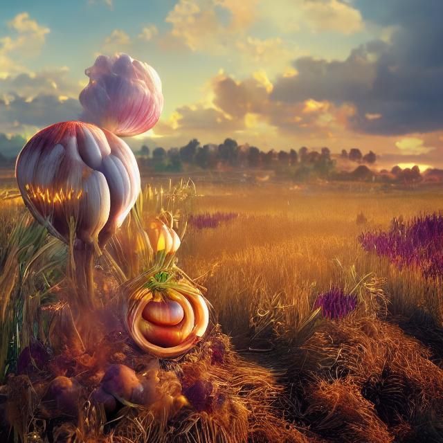 Onion in a Field at Golden Hour