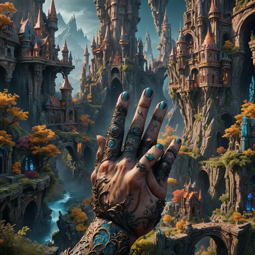 Detailed Finger Concept Art in Deep Color