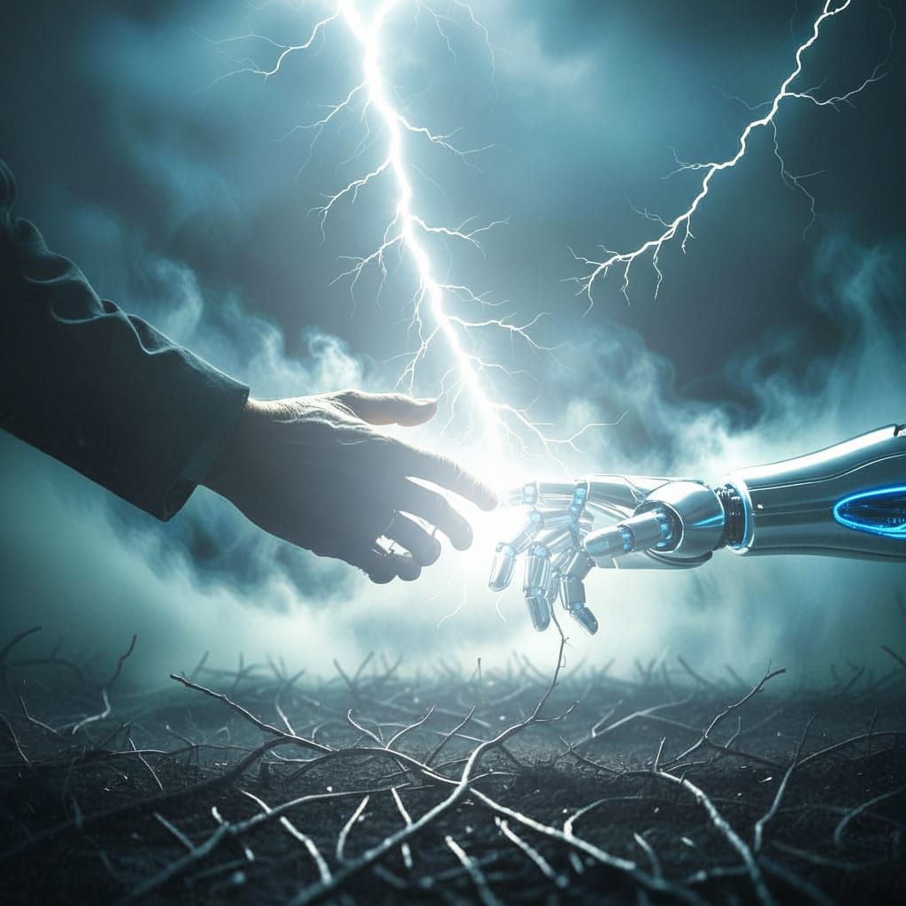 Two Hands Reaching, Suspenseful Space Between Them