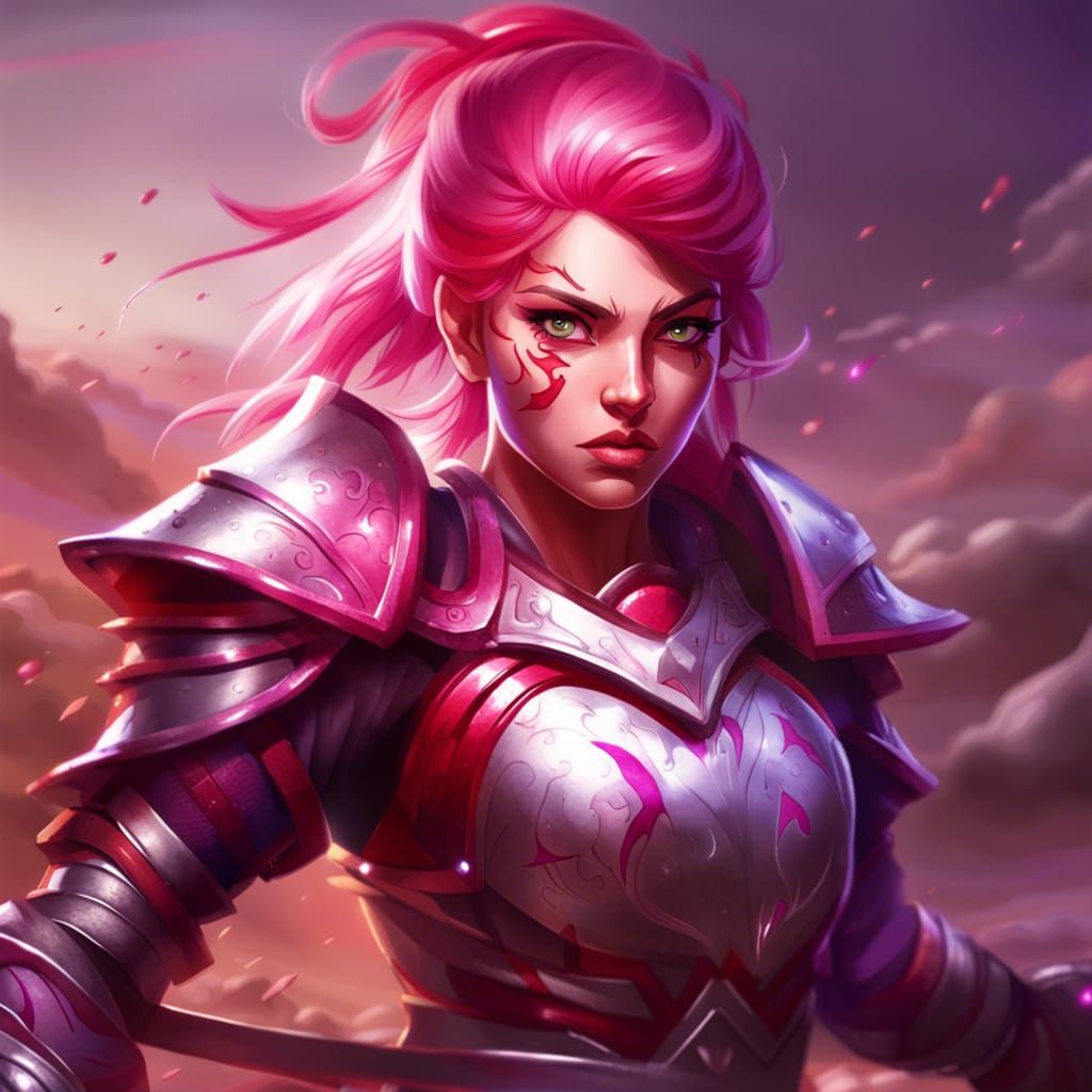 Warrior Princess in Battle with Purple Ninja Armor