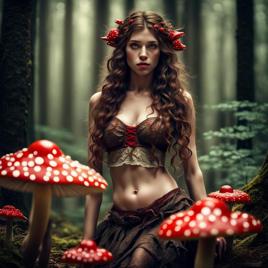 Hyperrealistic Fairy Tiptoes Through Forest