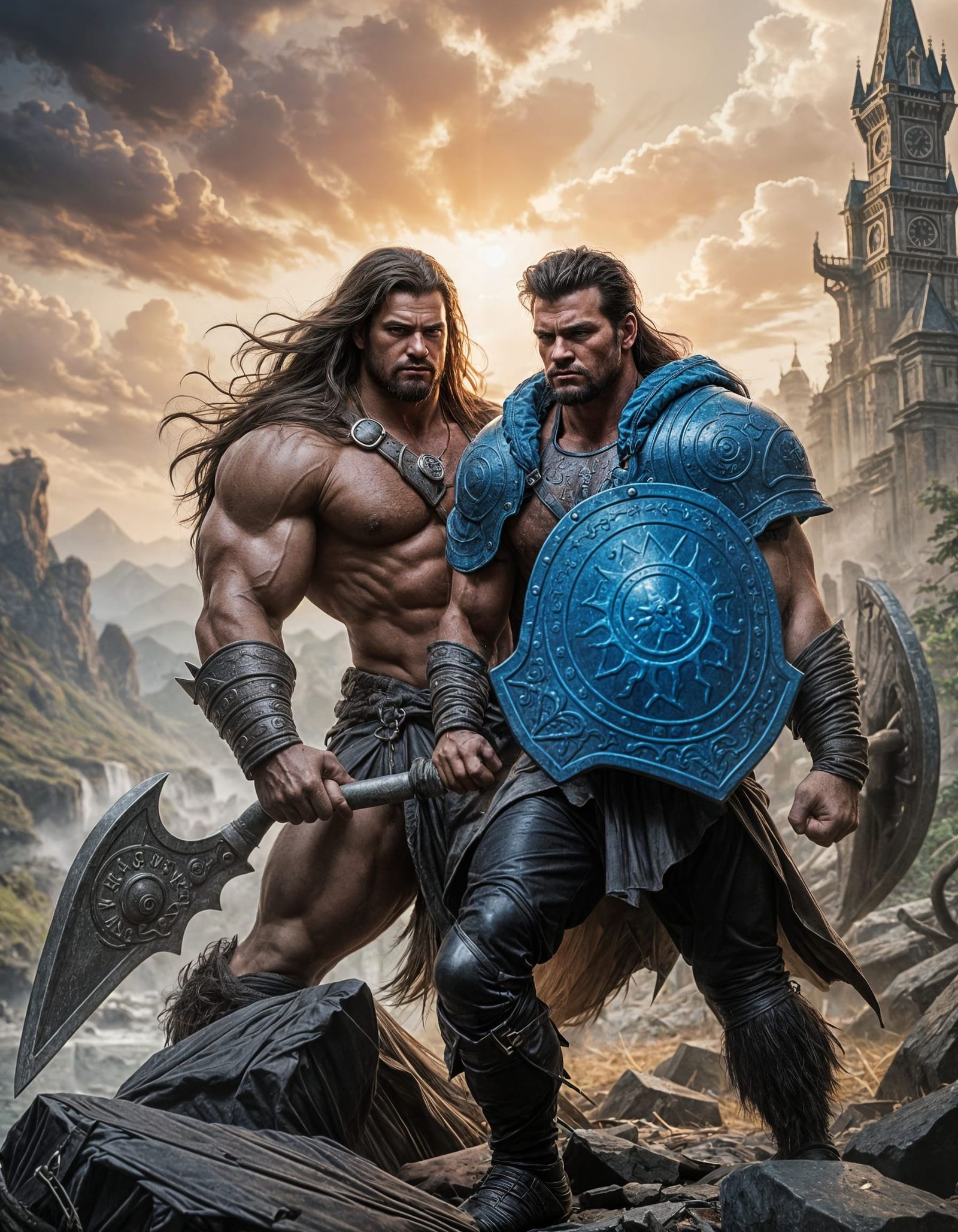 Mystical Strongman with Towering Back and Flowing Locks