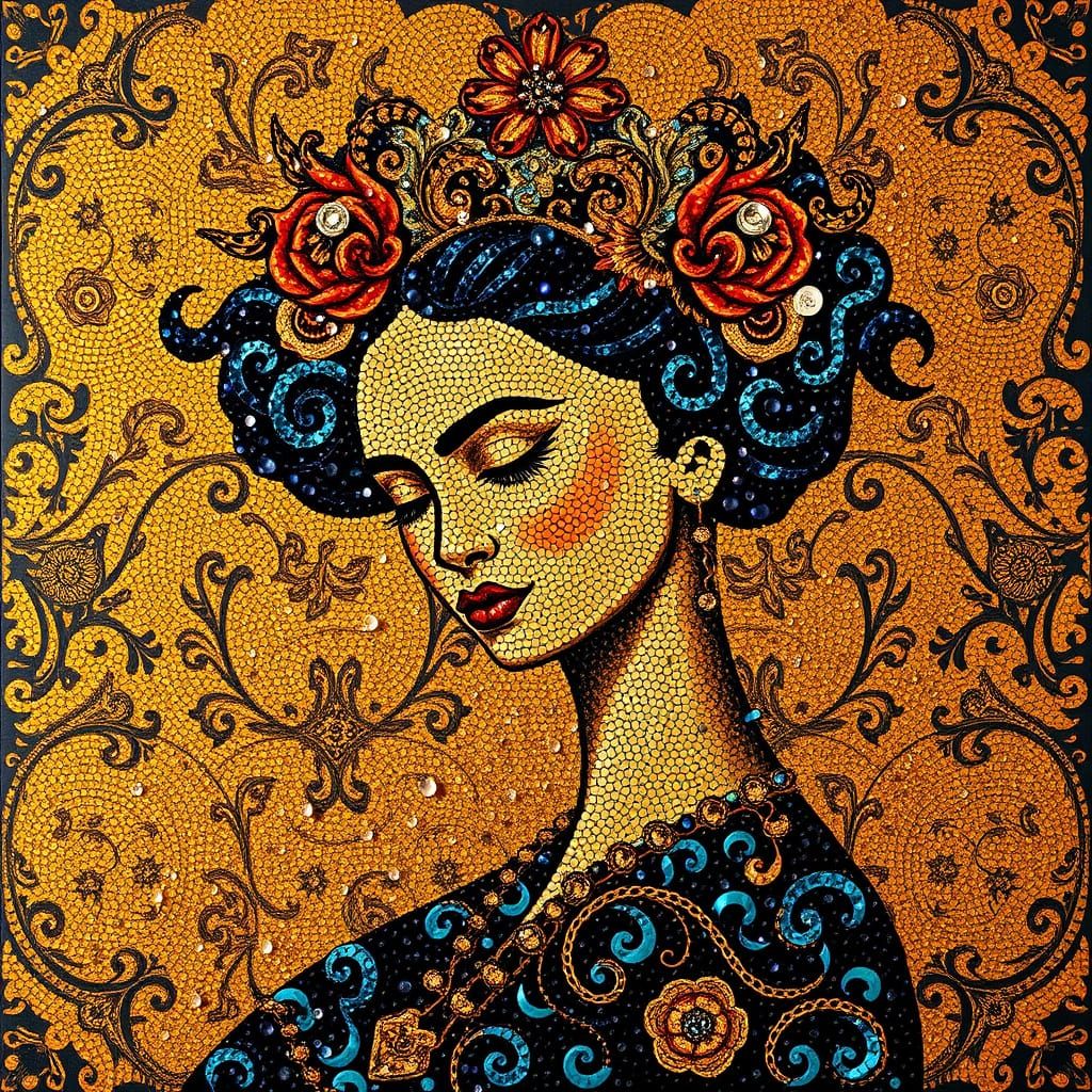 A majestic, ornate, and intricately detailed artwork adorned...