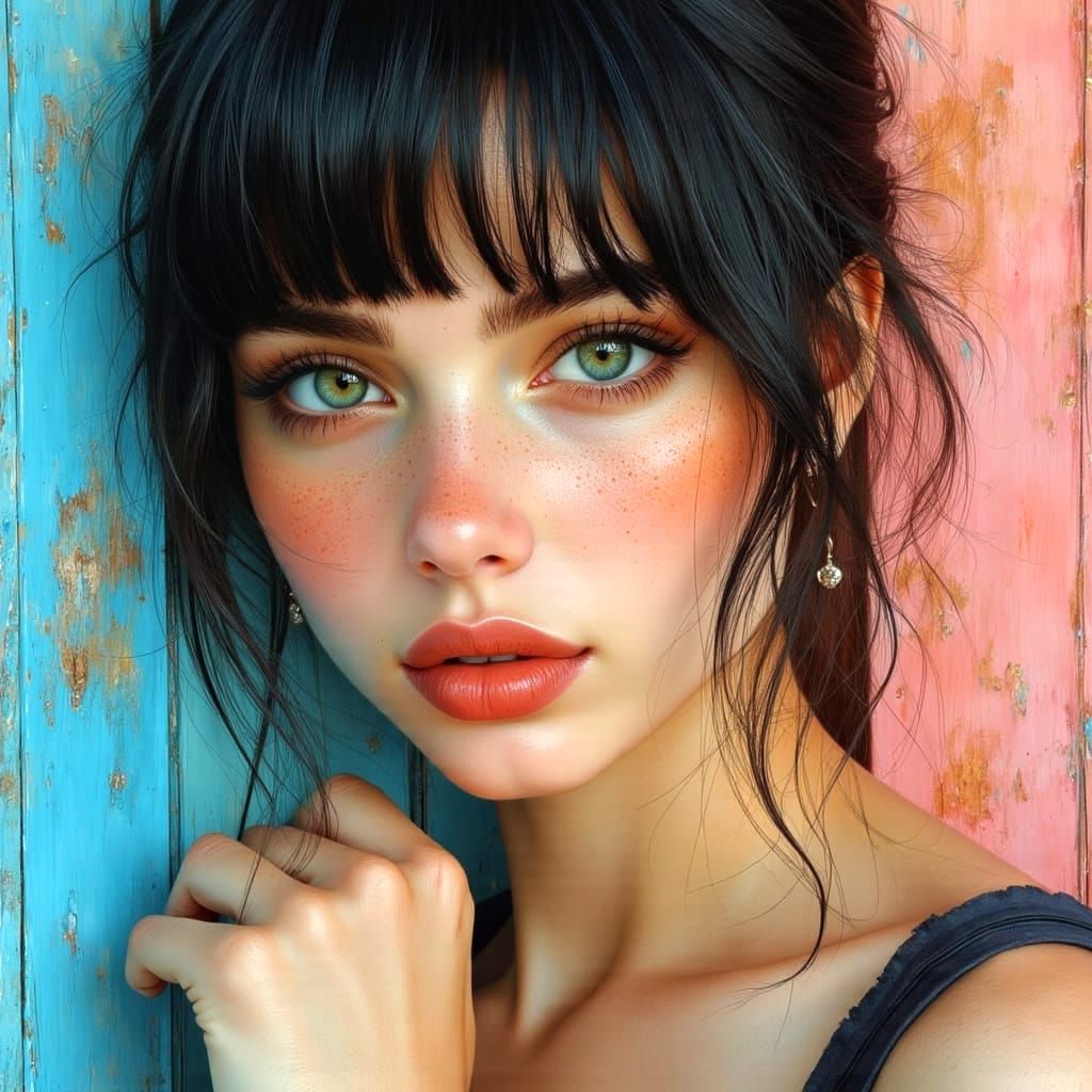 Vibrant Portrait of a Sassy Woman as Oil Painting