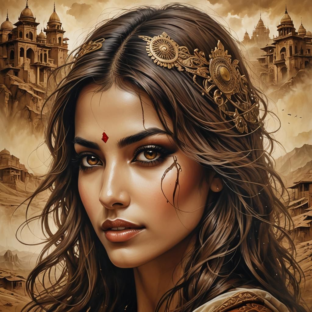 Pakistani Beauty Portrait with Kimono in Dreamy Luminism