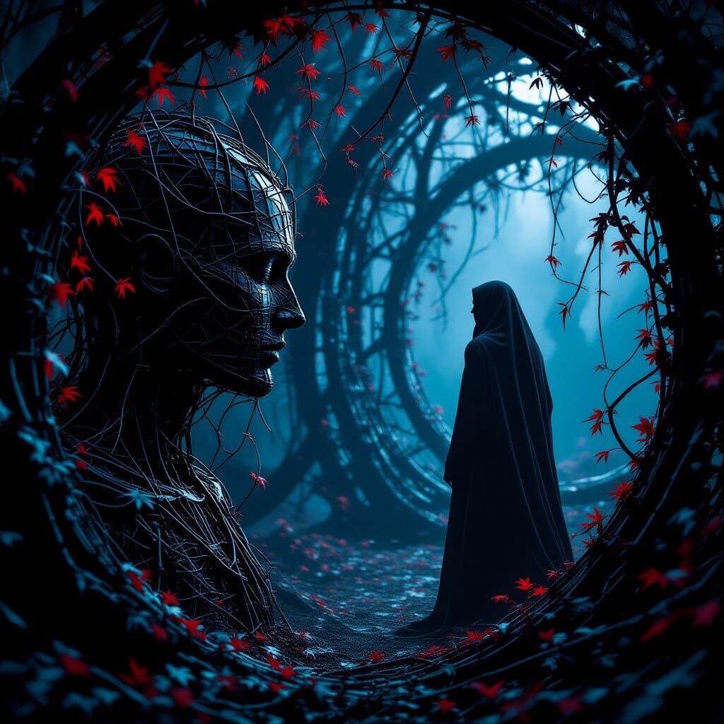 Wire Art Figure Lost in Thorny Maze