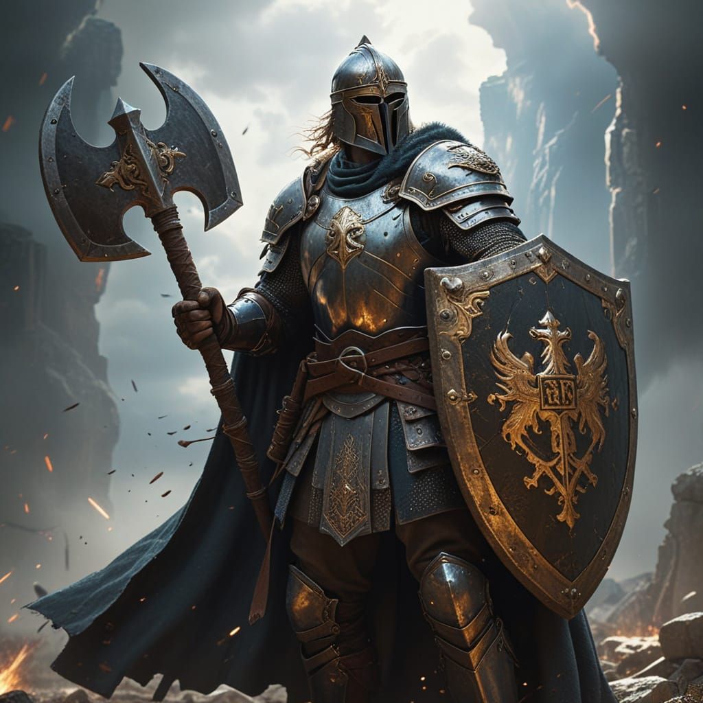 Armoured Warrior in Heroic Medieval Fantasy Pose