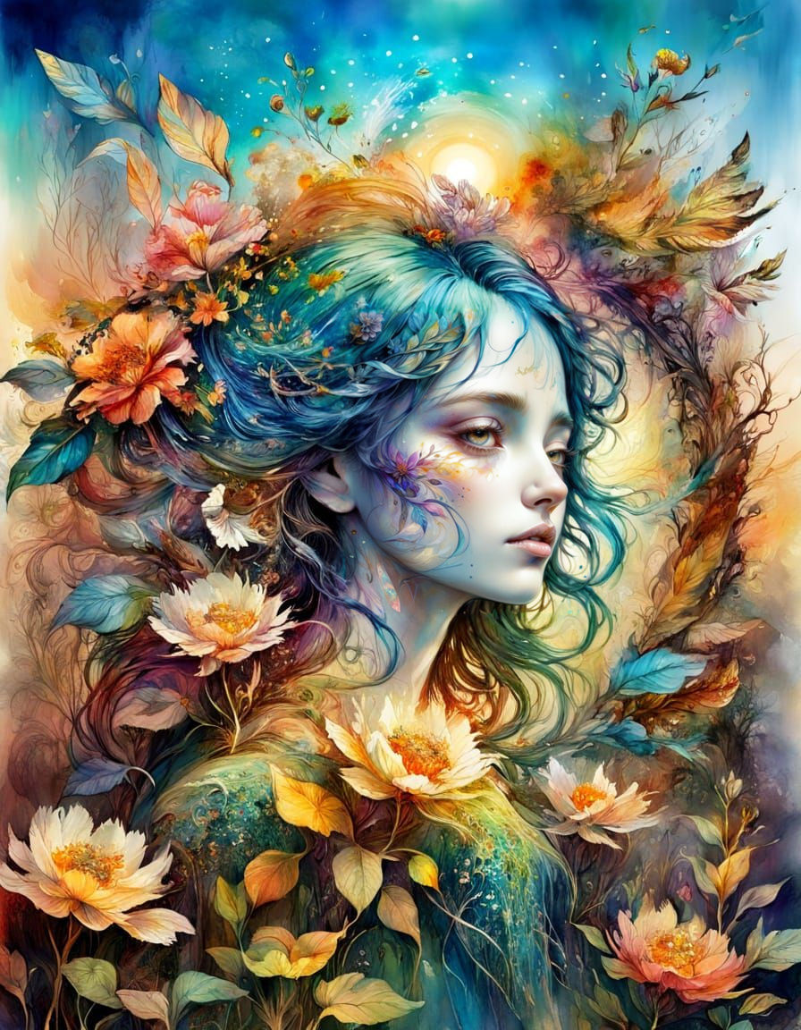 Stylized Digital Watercolor Illustration in Pastel Colors