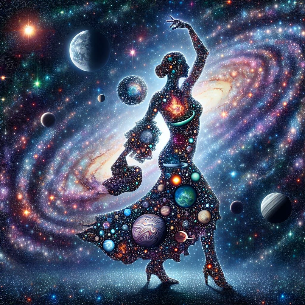 Flamenco Galaxy Dancer in a Cosmic Universe