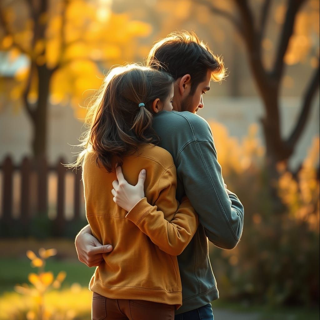 Man and Young Girl in Whimsical Outdoor Setting